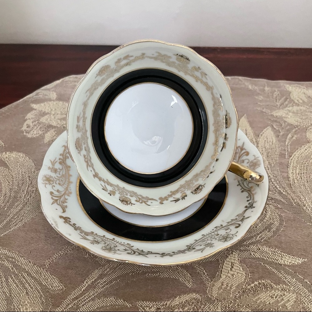 Royal Stafford Black & Gold Teacup & Saucer